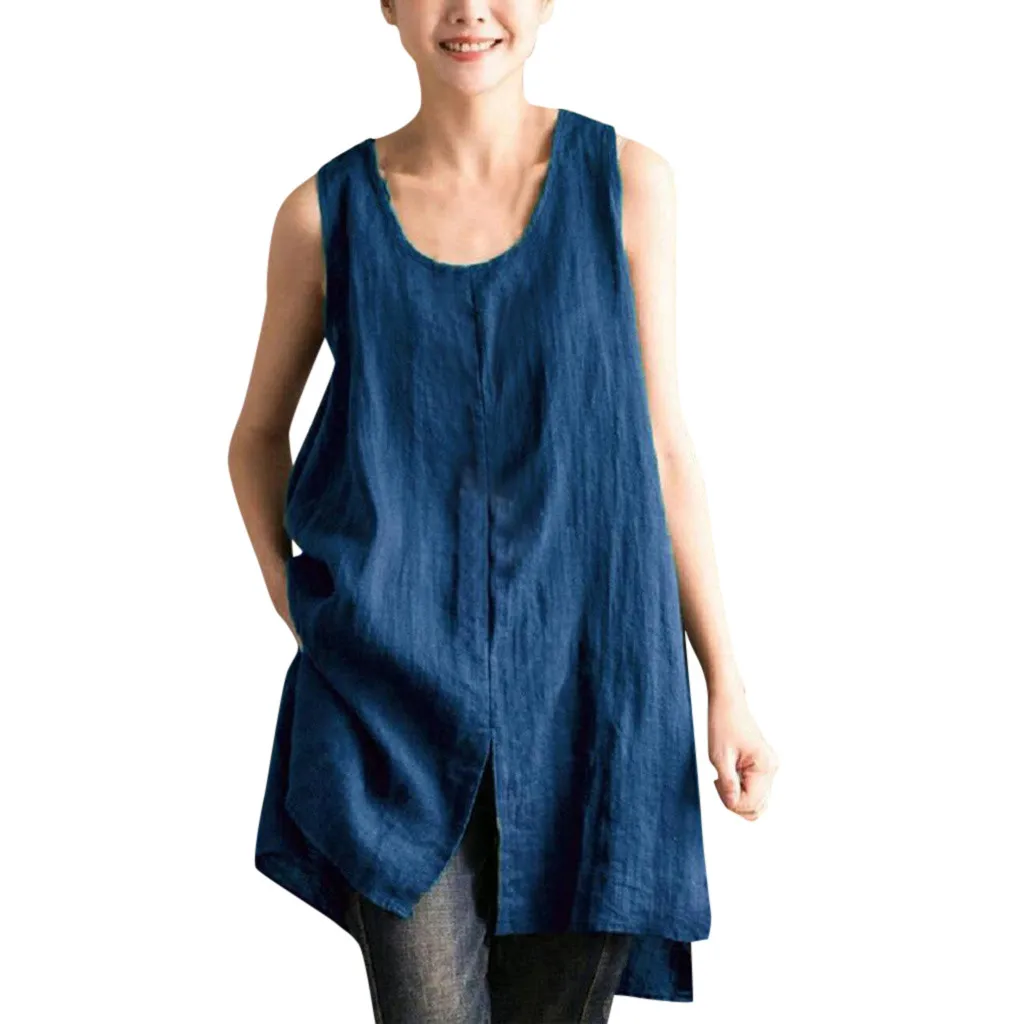 Plus Size Tunic Tops Women's Asymmetrical Blouse 2019 Stylish Linen Blusas Female Sleeveless Summer Chemise Tunic Shirts
Plus Size Tunic Tops Women's Asymmetrical Blouse 2019 Stylish Linen Blusas Female Sleeveless Summer Chemise Tunic Shirts