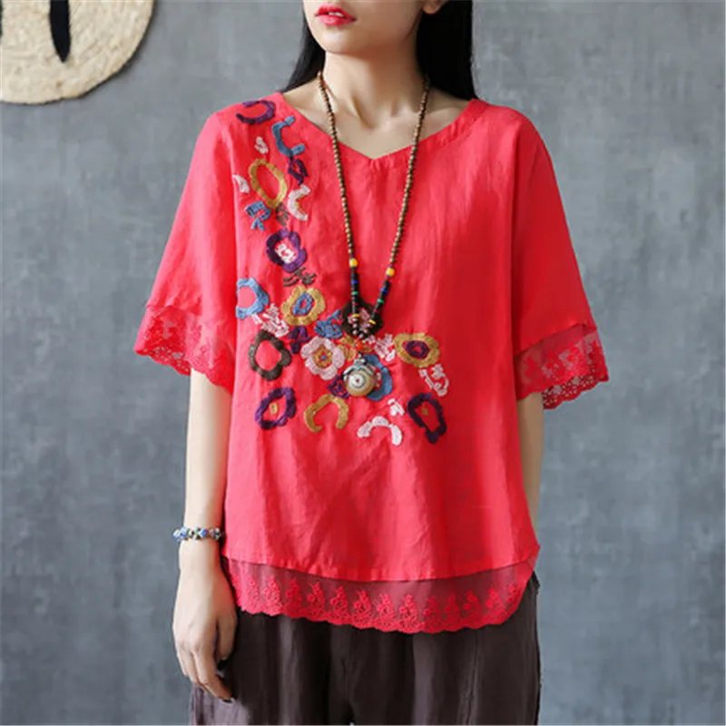 Ethnic Vintage White Floral Embroidered Blouses For Women Loose Half Lantern Sleeve Shirt Women Cotton Linen Top Casual Blusas
Ethnic Vintage White Floral Embroidered Blouses For Women Loose Half Lantern Sleeve Shirt Women Cotton Linen Top Casual Blusas