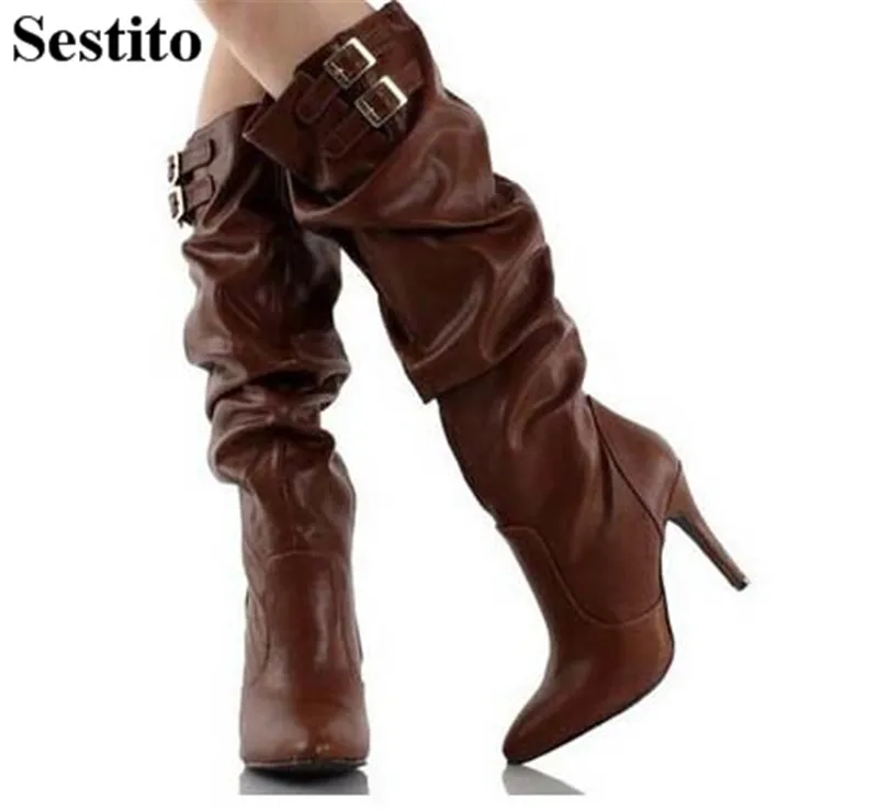 Fashion Black Pleated Buckle Woman Boots Pointed Toe Knee-High Boots For Women Thin Heels Zip Long Boots Autumn New Women Shoes
Fashion Black Pleated Buckle Woman Boots Pointed Toe Knee-High Boots For Women Thin Heels Zip Long Boots Autumn New Women Shoes