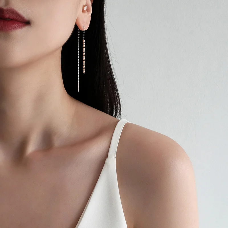 Minimalism 100% real. Authentic 925 Sterling silver Flate Round Geometric Threader Long Dangle Earrings Fine jEWELRY E18
Minimalism 100% real. Authentic 925 Sterling silver Flate Round Geometric Threader Long Dangle Earrings Fine jEWELRY E18