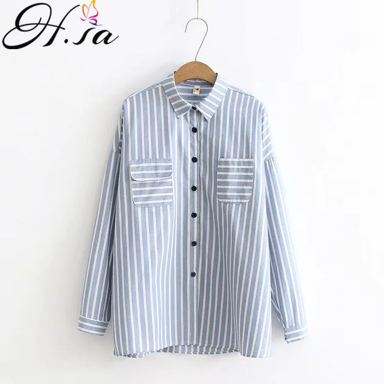 H.SA 2018 Korean Shirts Spring Outwear Striped Blouses Loose Oversize Women Blouses Vertical Cotton Out Tops blusas de mujer
H.SA 2018 Korean Shirts Spring Outwear Striped Blouses Loose Oversize Women Blouses Vertical Cotton Out Tops blusas de mujer