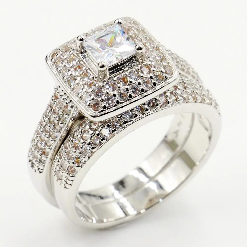 Rulalei Luxury Jewelry 14KT White Gold Fill Princess Cut Bridal Ring 134pcs Pave White Clear 5A Cubic Zirconia Women Couple Ring
Rulalei Luxury Jewelry 14KT White Gold Fill Princess Cut Bridal Ring 134pcs Pave White Clear 5A Cubic Zirconia Women Couple Ring