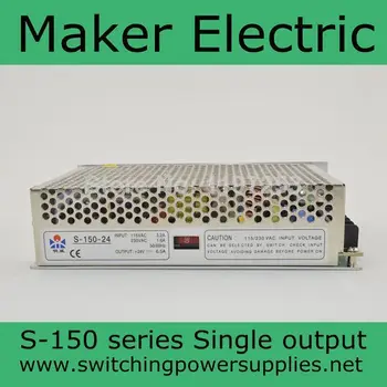 

S-150-24 LED Switching Power Supply , 110V 220V AC to DC 24V 6.5A 150W single Output