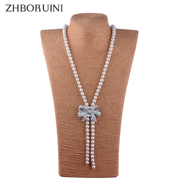 ZHBORUINI 2019 Fashion Long Pearl Necklace High Guality Natural Freshwater Pearl Bowknot Women Necklace Jewelry For Women Gift
ZHBORUINI 2019 Fashion Long Pearl Necklace High Guality Natural Freshwater Pearl Bowknot Women Necklace Jewelry For Women Gift