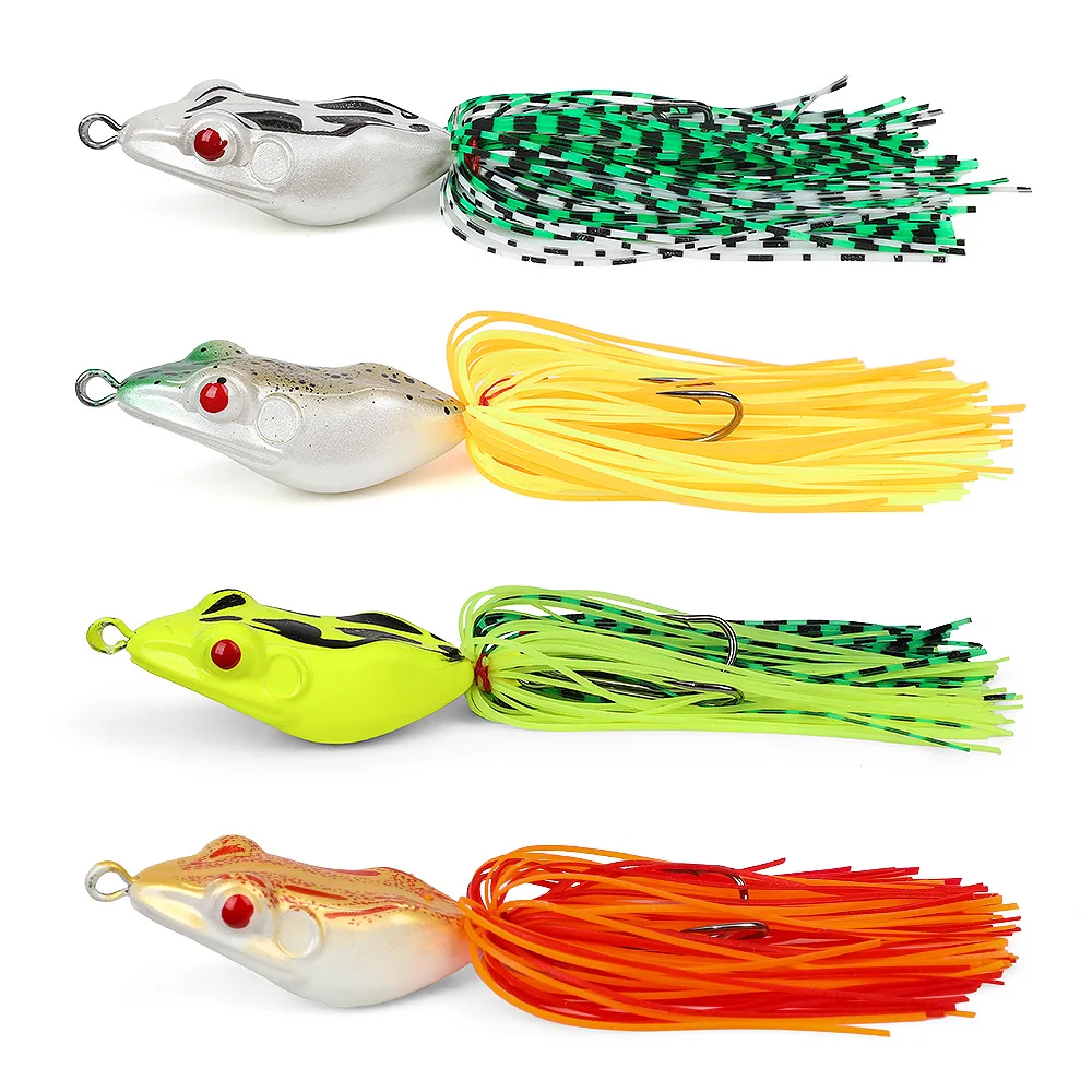 DONQL 4pcsSet 10g Fishing Lure Frog soft Silicone Artificial Bait Topwater Fishing Frog Kit Double Hooks Fish Lures Tackle 001 (6)