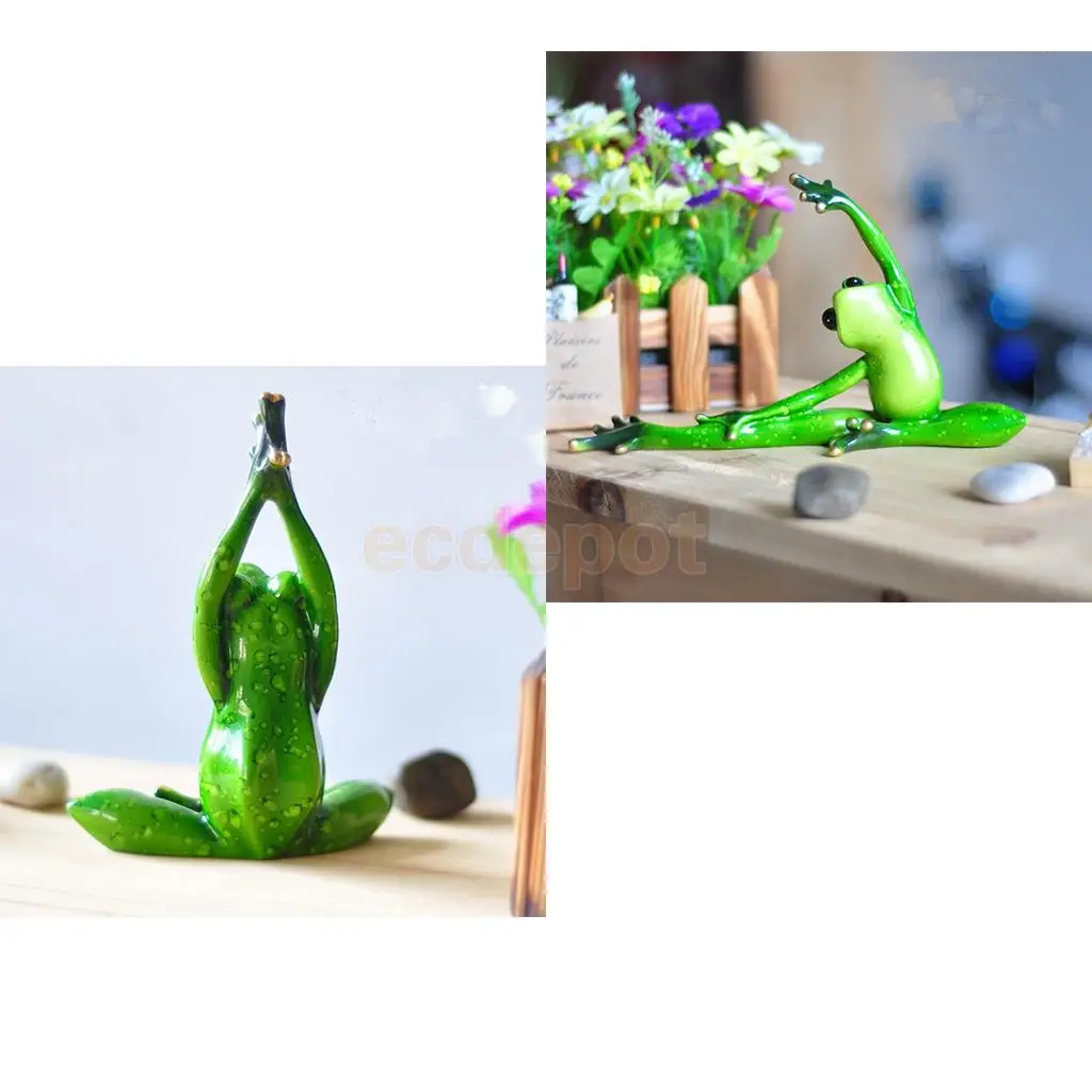 2pcs 3D Frog Figurines Miniatures Ornament Statute Bonsai Garden Decor Bonsai Plant Decoration Craft, Office Desk Ornament