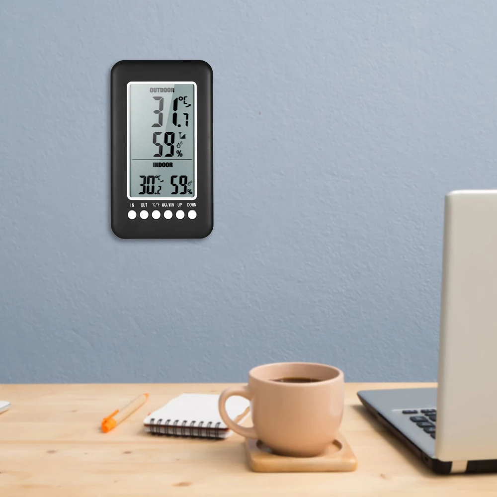 Thermometer Hygrometer LCD Digital Wireless Indoor/Outdoor Temperature Humidity Meter with Max Min Value Display Transmitter
Thermometer Hygrometer LCD Digital Wireless Indoor/Outdoor Temperature Humidity Meter with Max Min Value Display Transmitter