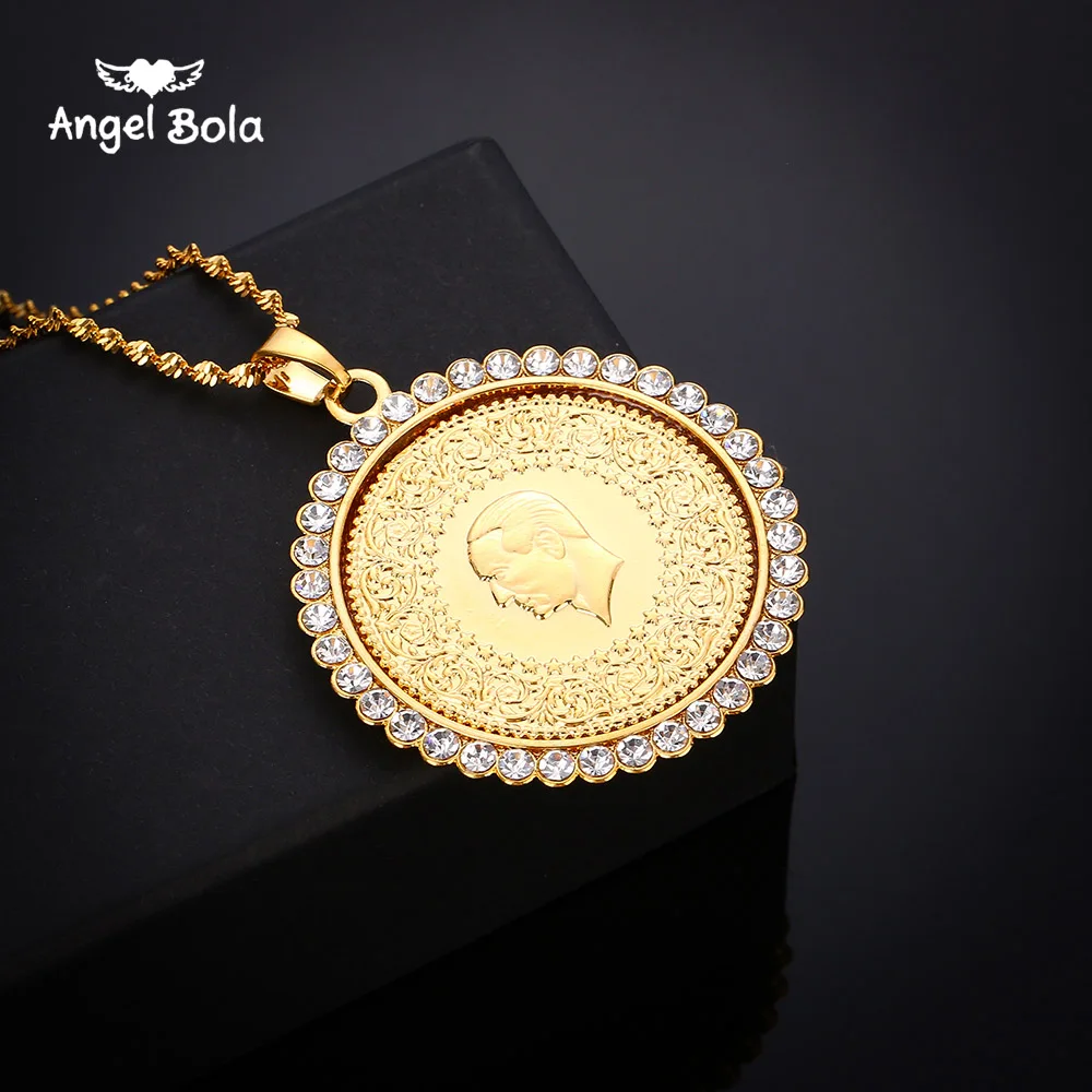 Big Size Turkey Coin Pendant Muslim Necklaces with AAA Crystal for Women Gold Color Turkish Coins Jewelry Ethnic Gifts
Big Size Turkey Coin Pendant Muslim Necklaces with AAA Crystal for Women Gold Color Turkish Coins Jewelry Ethnic Gifts