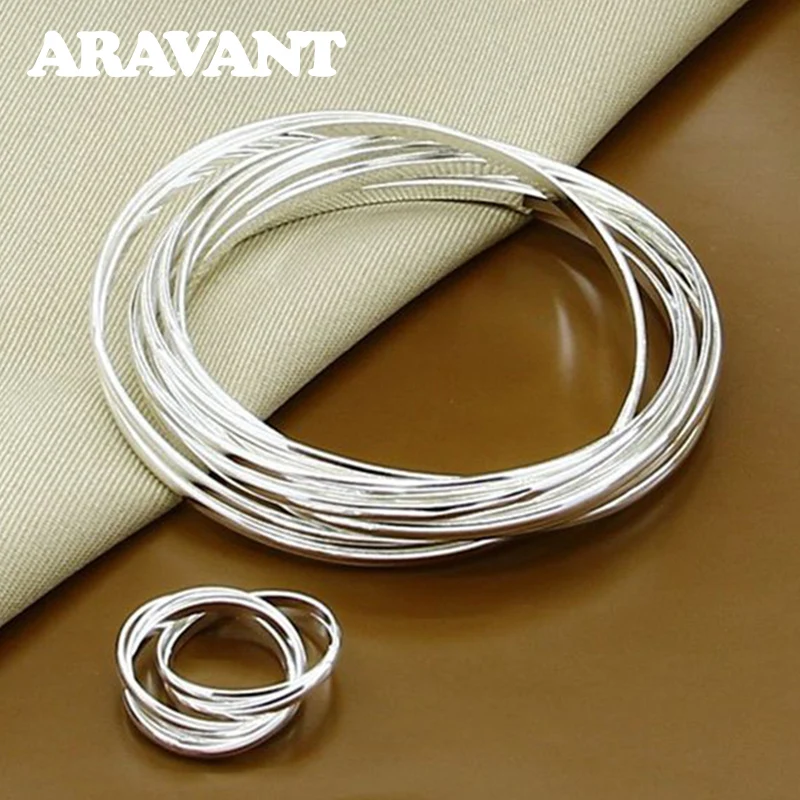 925 Silver Jewelry Sets Multi Round Circle Bangles Rings For Women Fashion Jewelry Gifts
925 Silver Jewelry Sets Multi Round Circle Bangles Rings For Women Fashion Jewelry Gifts