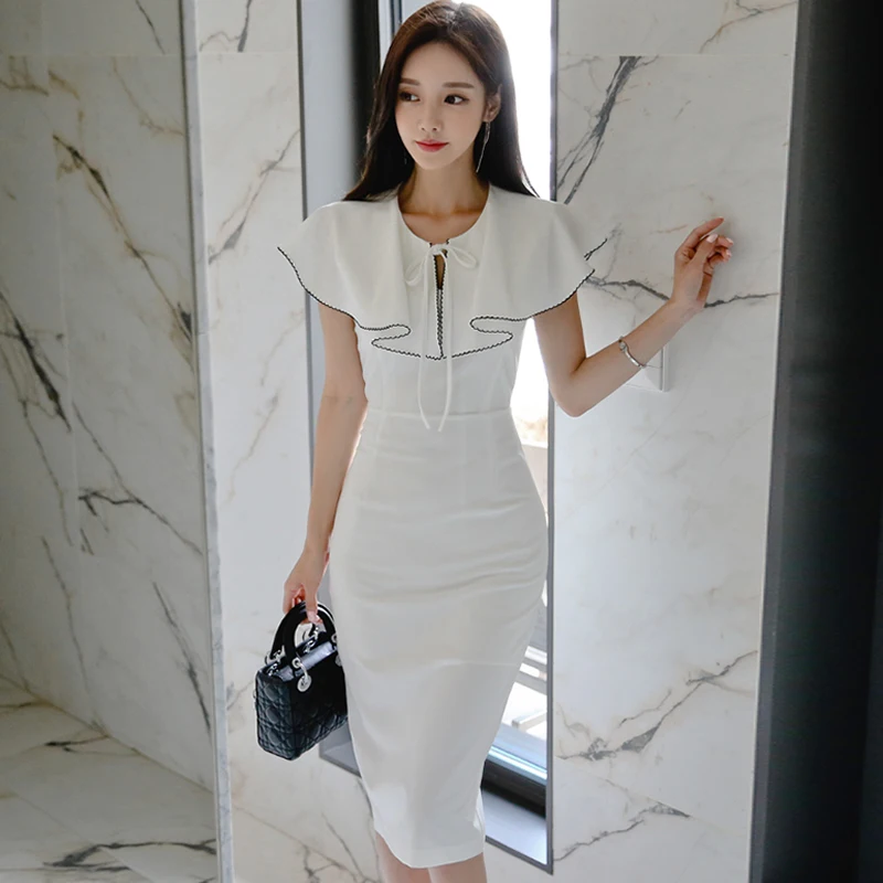 Summer Ruffles Cap Cloth Sheath Bodycon Vestidos Knee-Length Solid Pencil White Party Dress
Summer Ruffles Cap Cloth Sheath Bodycon Vestidos Knee-Length Solid Pencil White Party Dress