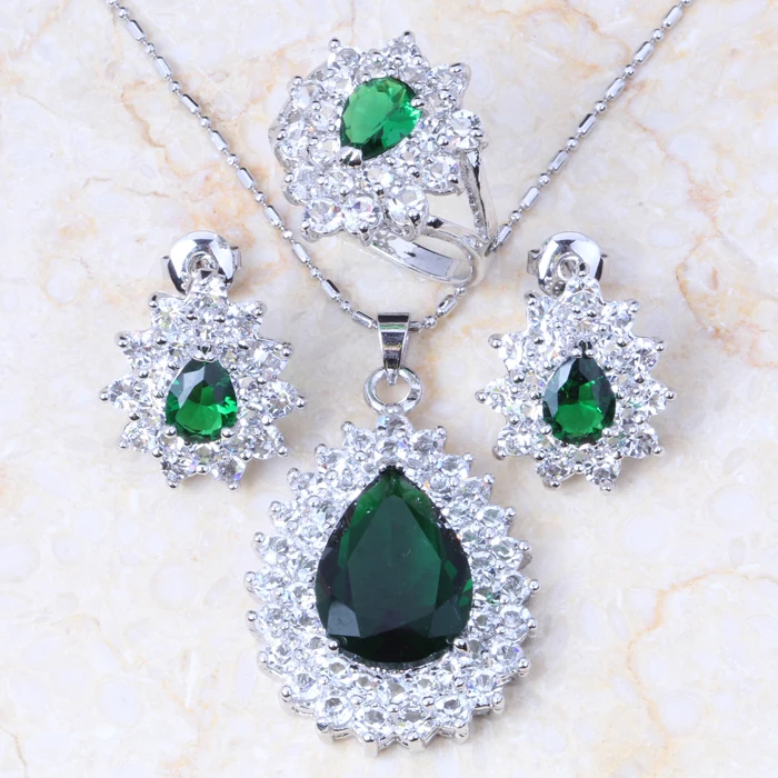New Arrival ! Green Zircon Crystal Silver Colour Ring Earrings Necklace Pendant Set T013
New Arrival ! Green Zircon Crystal Silver Colour Ring Earrings Necklace Pendant Set T013