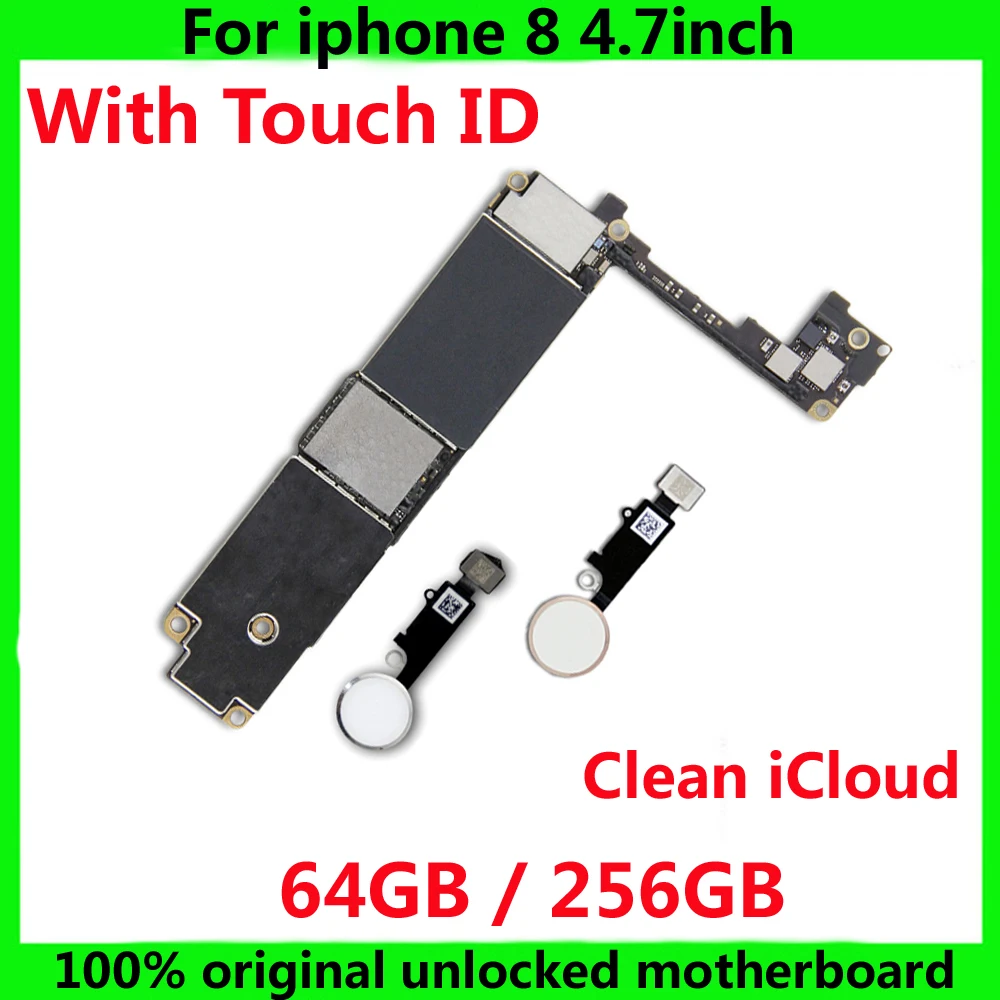 Top Quality 100% good working For iphone 8 Original motherboard with / NO touch ID unlocked mainboard with IOS system 64GB 256GB
Top Quality 100% good working For iphone 8 Original motherboard with / NO touch ID unlocked mainboard with IOS system 64GB 256GB