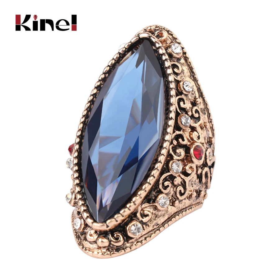 Kinel Hot Fashion Big Crystal Ring Ancient Gold Vintage Jewelry Unique Blue Rings For Women Party Christmas Gift Drop Shipping
Kinel Hot Fashion Big Crystal Ring Ancient Gold Vintage Jewelry Unique Blue Rings For Women Party Christmas Gift Drop Shipping