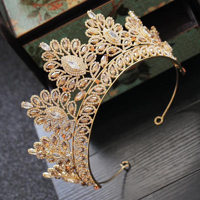 

New Baroque Big Crown Wedding Hair Accessories Crystal Bridal Crowns Tiaras Hairband Women Hair Jewelry