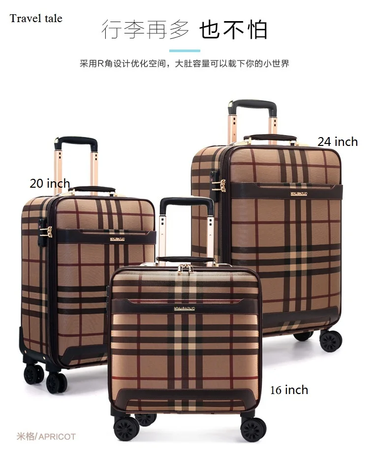 Travel tale Retro lattice fashion PVC 16/18/20/24 inch size Handbag plus Rolling Luggage Spinner Travel Suitcase
Travel tale Retro lattice fashion PVC 16/18/20/24 inch size Handbag plus Rolling Luggage Spinner Travel Suitcase