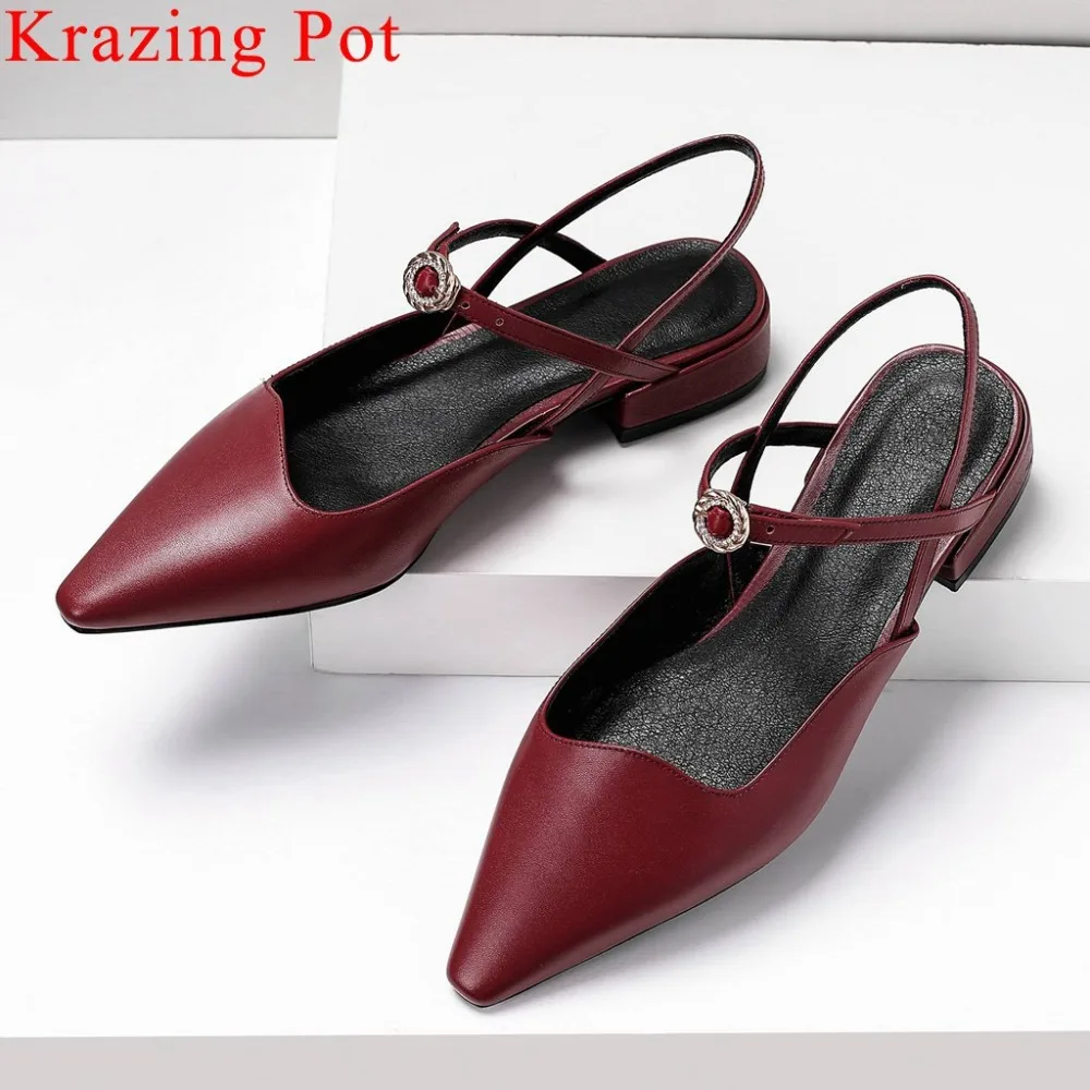 Krazing Pot real cow leather vintage summer sandals large size low heels square toe simple style slingback daily wear shoes L7f1
Krazing Pot real cow leather vintage summer sandals large size low heels square toe simple style slingback daily wear shoes L7f1