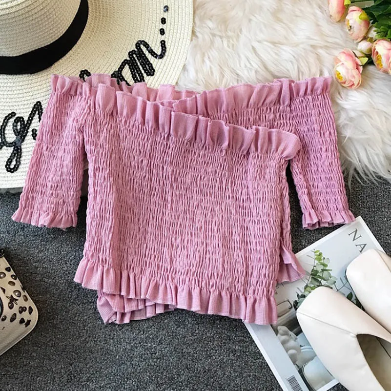 NiceMix 2019 Sexy Ruffles Summer Off Shoulder Short Blouse Women Blusa Shirt chemisier femme Blouses Casual Elastic Beach Holida
NiceMix 2019 Sexy Ruffles Summer Off Shoulder Short Blouse Women Blusa Shirt chemisier femme Blouses Casual Elastic Beach Holida