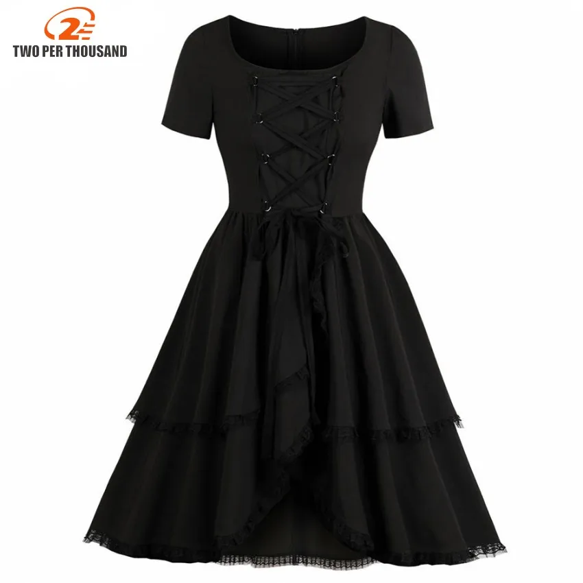 Women Vintage Elegant Lace Up Office Dresses Aline Patchwork Lace Vestido Female Fashion Black Lace Up Gothic Dress
Women Vintage Elegant Lace Up Office Dresses Aline Patchwork Lace Vestido Female Fashion Black Lace Up Gothic Dress
