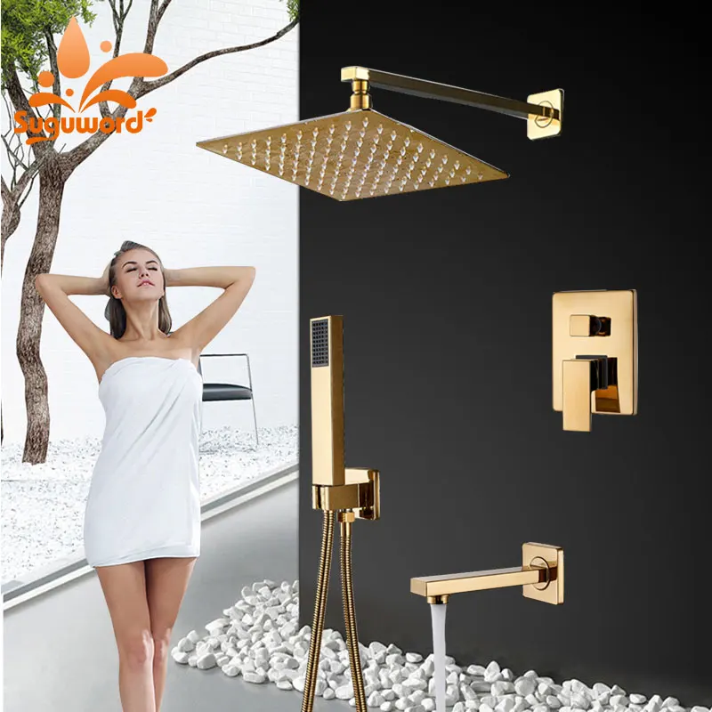 Golden Concealed Shower Set Hot Cold Switch Shower System Mixer Taps 12 inch Brass rainfall shower head
Golden Concealed Shower Set Hot Cold Switch Shower System Mixer Taps 12 inch Brass rainfall shower head
