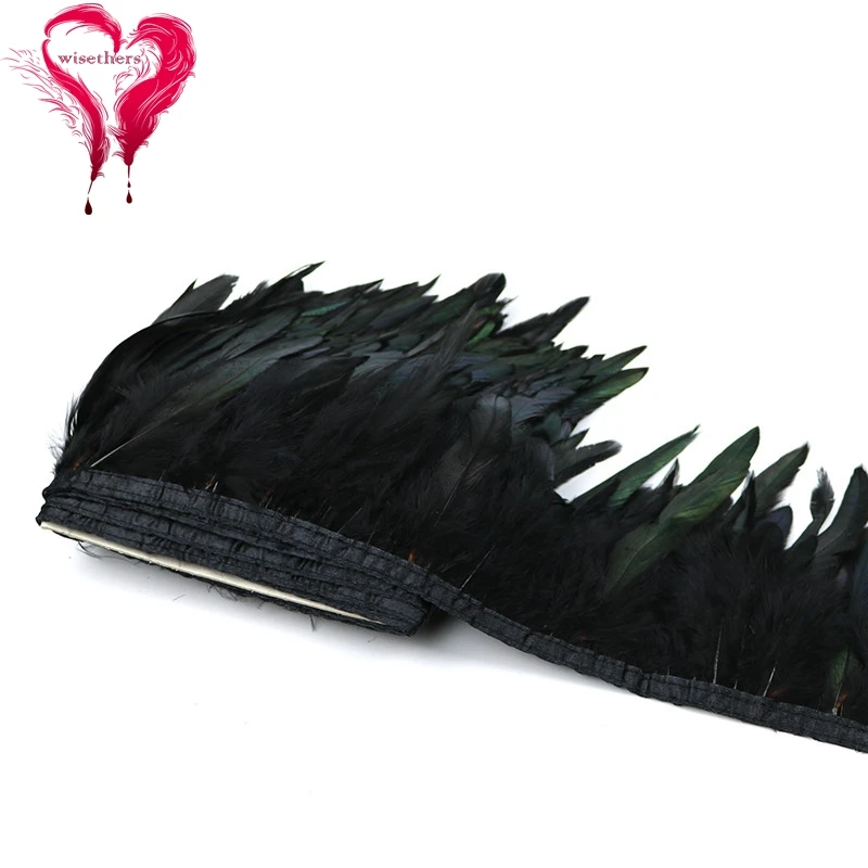 15 black rooster feather trims 4