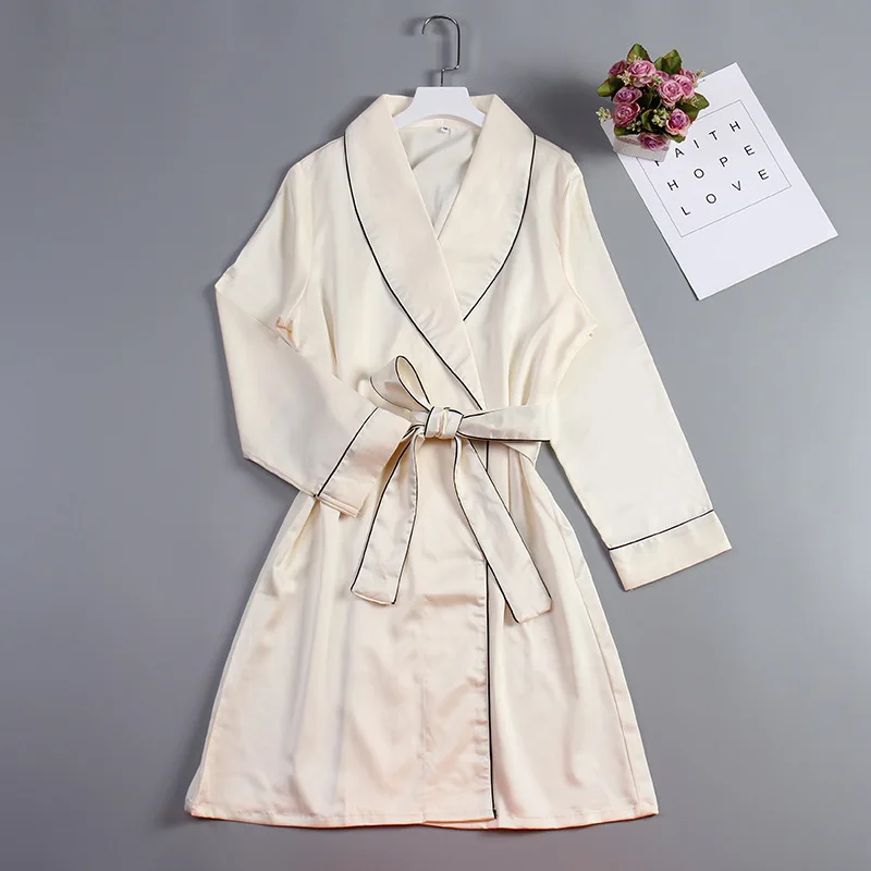 Sexy Women Wedding Bridesmaid Robes Solid Lingerie Satin Bathrobe Full Sleeve Summer Dressing Gown Nightwear | Женская одежда