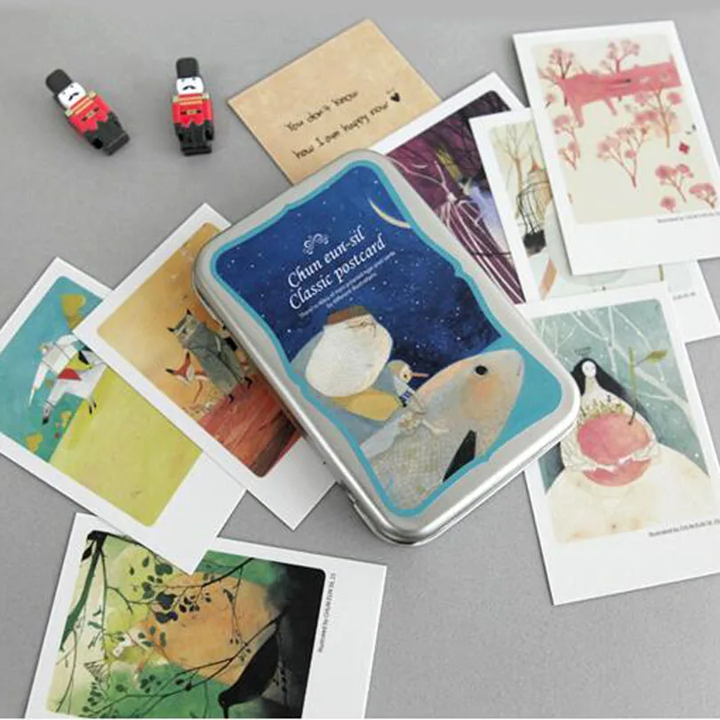 40pcs/lot Cartoon tin Box greeting cards set Mini retro postcards European Classical style Cards & Invitations H009
40pcs/lot Cartoon tin Box greeting cards set Mini retro postcards European Classical style Cards & Invitations H009