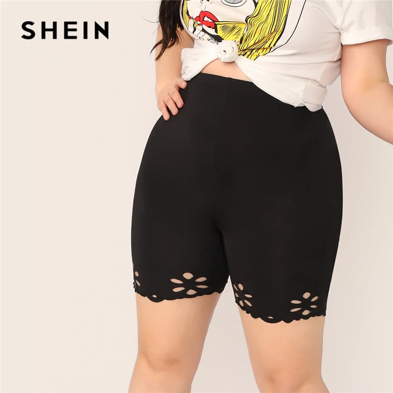SHEIN Plus Size Black Laser Cut Cycling Shorts 2019 Women Summer Casual Crop Fitness Workout High Waist Scallop Plus Shorts
SHEIN Plus Size Black Laser Cut Cycling Shorts 2019 Women Summer Casual Crop Fitness Workout High Waist Scallop Plus Shorts