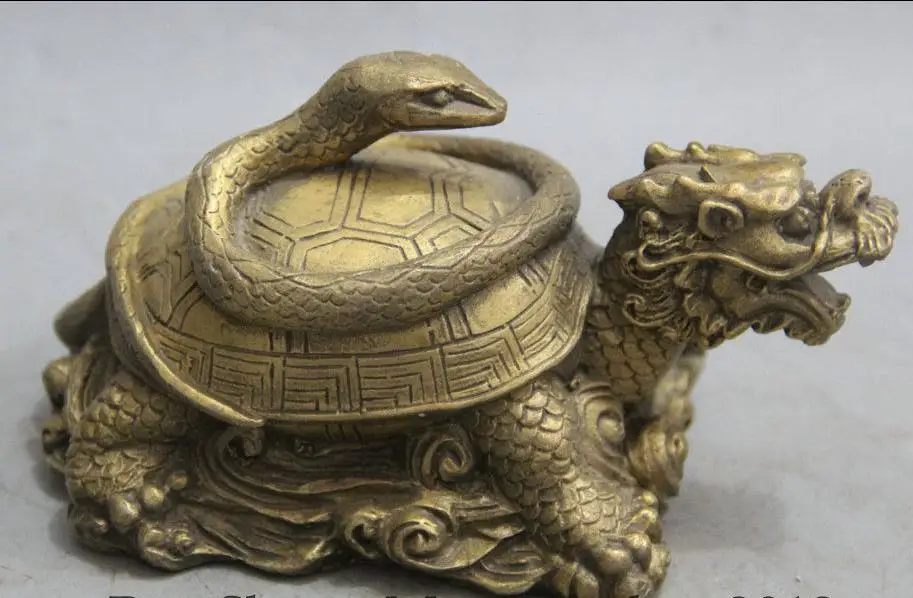 62769*<<+++6" China Brass Dragon Turtle Tortoise Snake God Beast longevity Statue Sculpture
62769*<<+++6" China Brass Dragon Turtle Tortoise Snake God Beast longevity Statue Sculpture