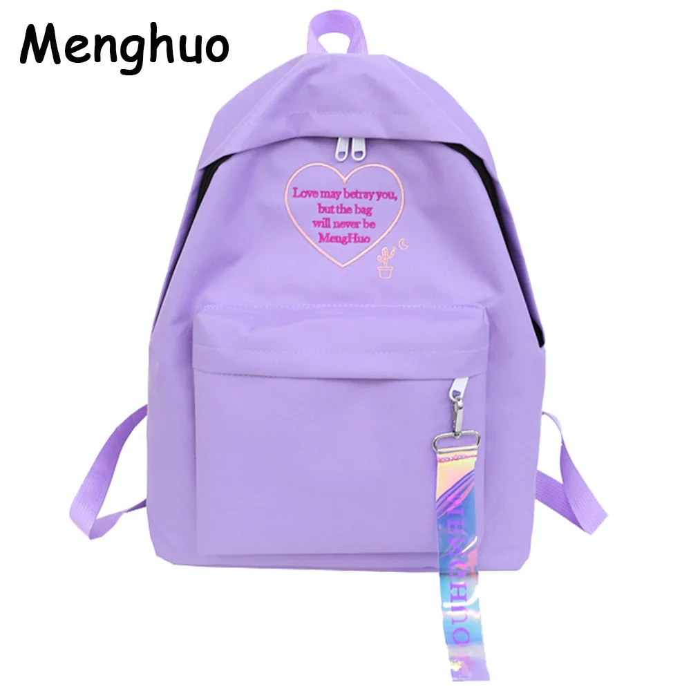 Menghuo Fashion Ribbon Backpack Women Nylon School Bags for Teenage Girls Embroidery Practical Functional Travel Female | Багаж и сумки