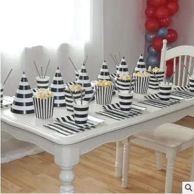 2017 Creative Black Striped Disposable Tableware Party Paper Plate Cups Baby Shower Favor Birthday Party Paper Napkins Tableware
2017 Creative Black Striped Disposable Tableware Party Paper Plate Cups Baby Shower Favor Birthday Party Paper Napkins Tableware