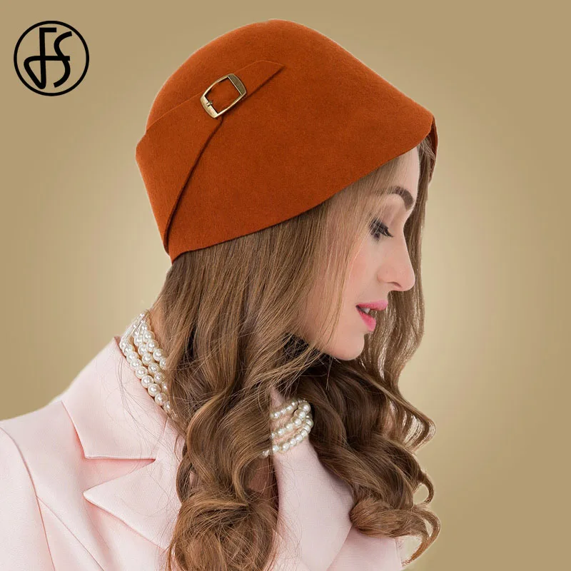 FS Vintage Black Orange 100% Wool Cloche Hats Women Wide Brim Felt Fedora Bowler Church Hat Winter Sloppy Ladies Chapeau Femme
FS Vintage Black Orange 100% Wool Cloche Hats Women Wide Brim Felt Fedora Bowler Church Hat Winter Sloppy Ladies Chapeau Femme