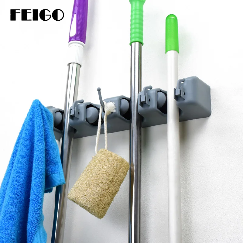 FEIGO Stainless Steel 5 Holes 6 Hooks Mop Hanger Broom Umbrella Kitchen Rack Balcony Bathroom Wall-Mounted Storage Rack F694
FEIGO Stainless Steel 5 Holes 6 Hooks Mop Hanger Broom Umbrella Kitchen Rack Balcony Bathroom Wall-Mounted Storage Rack F694