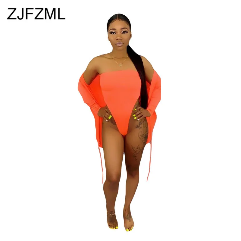 Neon Green Orange Two Piece Outfit Summer Clothes Women Strapless One Piece Bodysuit+ Long Sleeve Cardigan Sexy Beach Tracksuit
Neon Green Orange Two Piece Outfit Summer Clothes Women Strapless One Piece Bodysuit+ Long Sleeve Cardigan Sexy Beach Tracksuit