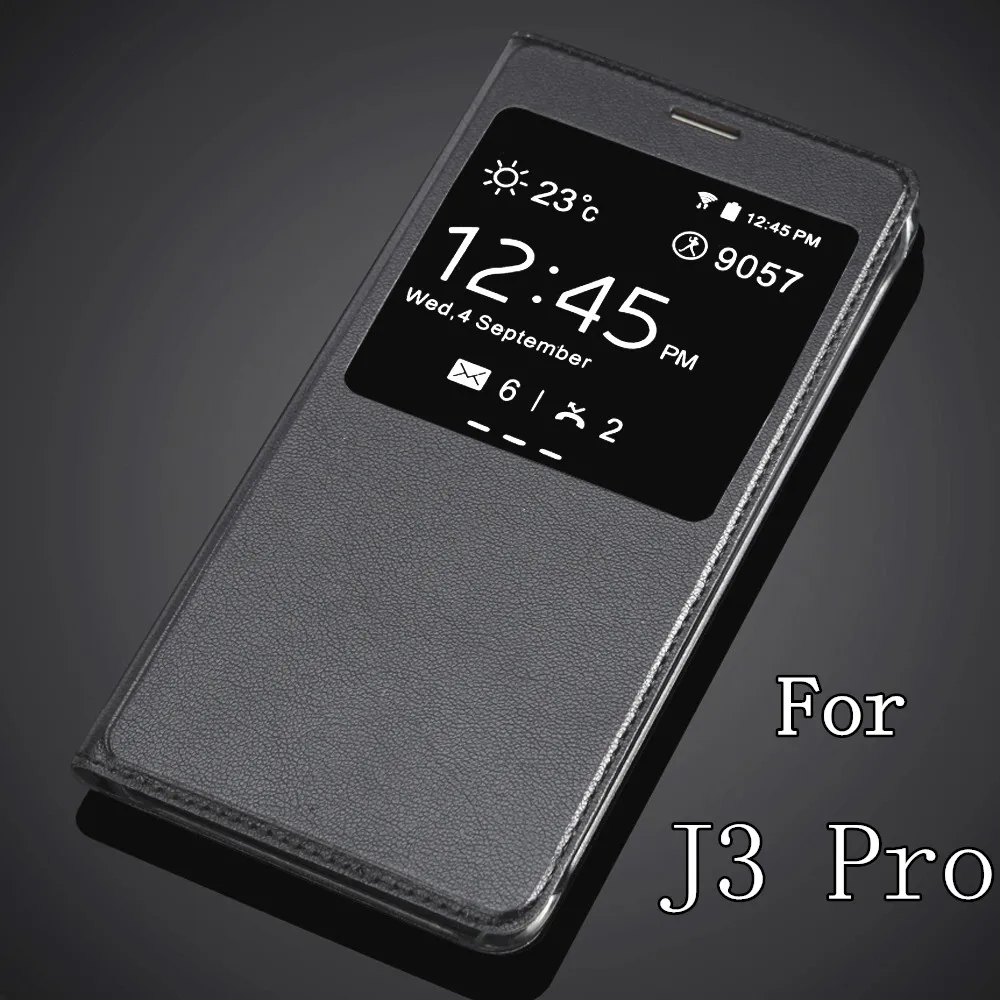 Модный чехол с окошком для samsung J3 Pro Чехол-книжка из искусственной кожи Galaxy 5 0 дюйм