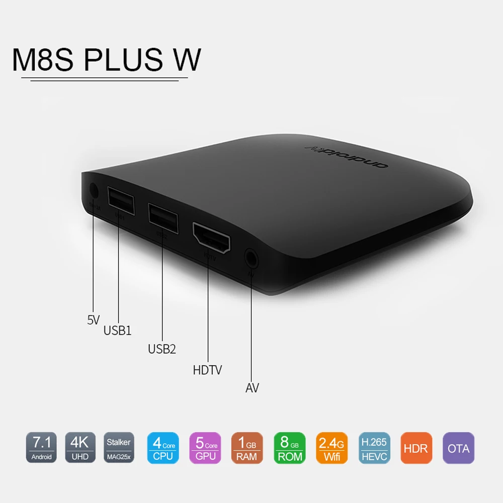 MECOOL M8S Plus W Smart TV Box Android 7.1 Amlogic S905W Quad core 1GB DDR3 8GB With 2.4G WiFi 4K USB 2.0 Thin Media Player
MECOOL M8S Plus W Smart TV Box Android 7.1 Amlogic S905W Quad core 1GB DDR3 8GB With 2.4G WiFi 4K USB 2.0 Thin Media Player