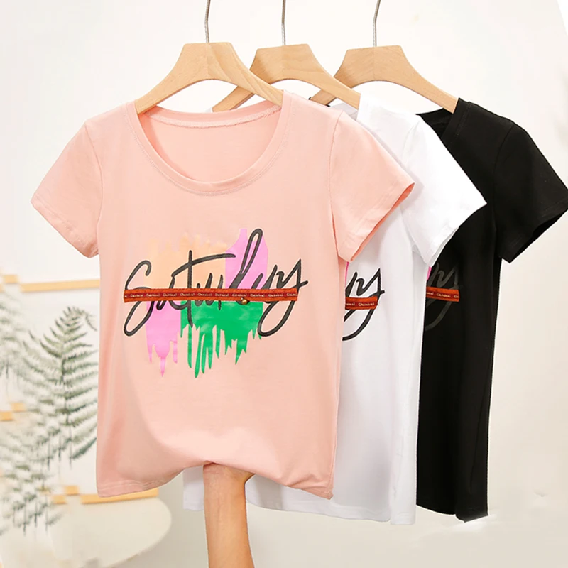 AOSSVIAO New Fashion T-shirts Cotton Women Harajuku Tops Summer Short Sleeve Tees Slim T Shirt Women Letter White Poleras Mujer
AOSSVIAO New Fashion T-shirts Cotton Women Harajuku Tops Summer Short Sleeve Tees Slim T Shirt Women Letter White Poleras Mujer