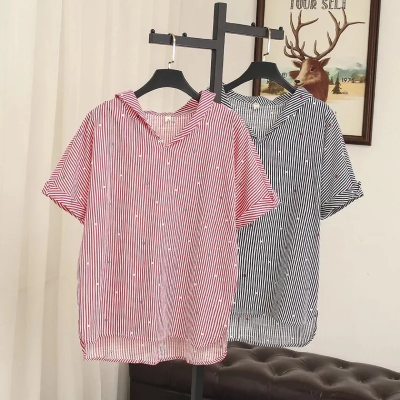 Ubetoku 2018Women's Summer Linen Loose Blouse Shirt V-Neck Striped Dot Print Tops Plus Size Women Clothing(T162)
Ubetoku 2018Women's Summer Linen Loose Blouse Shirt V-Neck Striped Dot Print Tops Plus Size Women Clothing(T162)