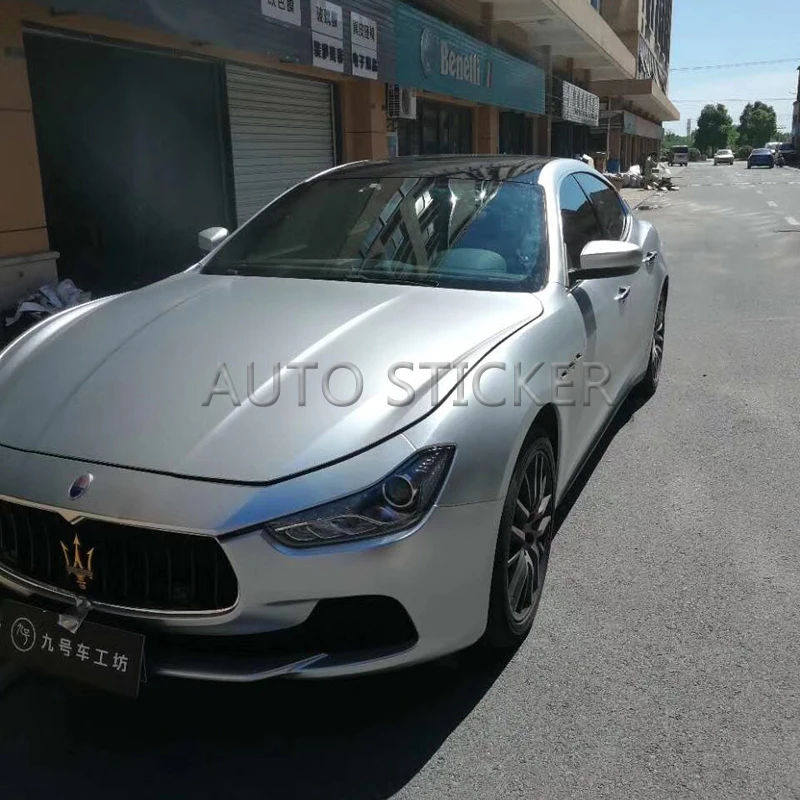 silver pearl metal car wrap 6