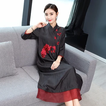 2020 Summer Chinese Style Silk Women Long Dress New Seven-minutes Sleeved And Vintage Stand Collar Exquisite Embroidery Dresses
2020 Summer Chinese Style Silk Women Long Dress New Seven-minutes Sleeved And Vintage Stand Collar Exquisite Embroidery Dresses