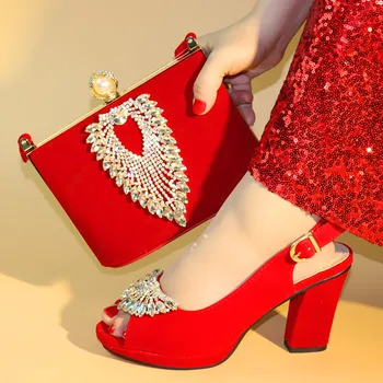 Latest style High Quality Red African Women Wedding Shoes Decorated with Crysta Beautiful Velvet Shoes and bag Luxury
Latest style High Quality Red African Women Wedding Shoes Decorated with Crysta Beautiful Velvet Shoes and bag Luxury