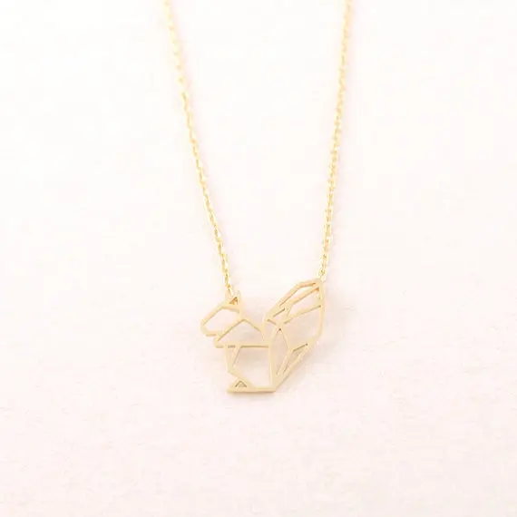 Gold Silver Origami Squirrel Necklace.jpg