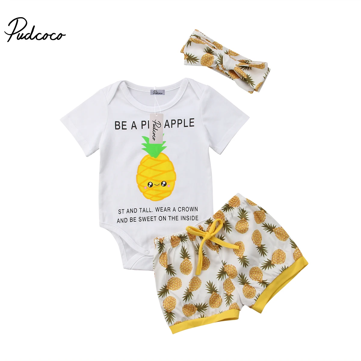 US STOCK Baby Boy Girls High Quality Clothes Set Funny Letter Print Short Sleeve Romper Short Pineapple belt Pants Summer Set
US STOCK Baby Boy Girls High Quality Clothes Set Funny Letter Print Short Sleeve Romper Short Pineapple belt Pants Summer Set