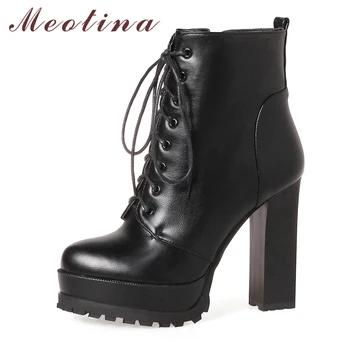 Meotina Women Boots Female Boots Lace Up Extreme High Heel Ankle Boots Zipper Platform Short Shoes Female Winter Big Size 33-43
Meotina Women Boots Female Boots Lace Up Extreme High Heel Ankle Boots Zipper Platform Short Shoes Female Winter Big Size 33-43