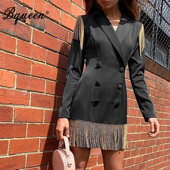 Bqueen 2019 New Women Sexy Solid Deep V Button Black Blazers Fashion Solid Full Sleeve Tassel Suits Winter Sexy Party Dress
Bqueen 2019 New Women Sexy Solid Deep V Button Black Blazers Fashion Solid Full Sleeve Tassel Suits Winter Sexy Party Dress
