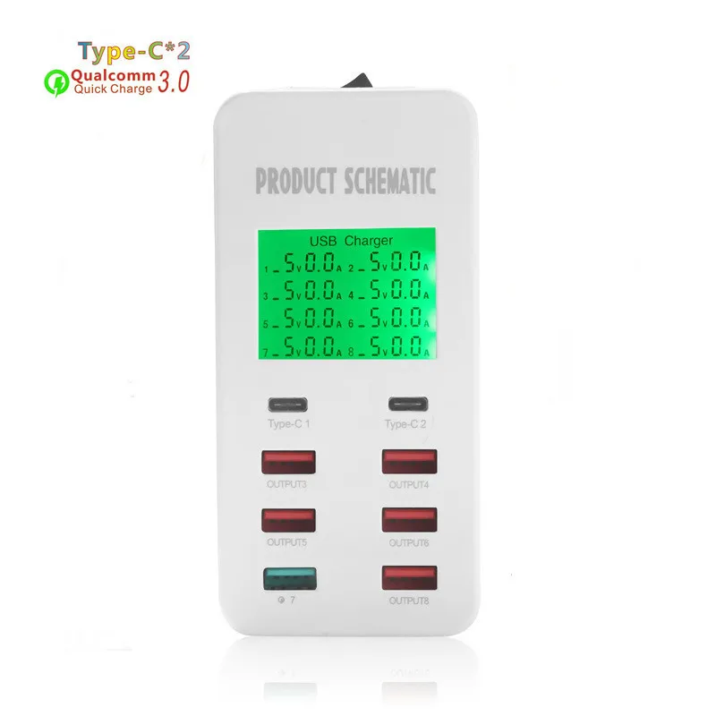 Smart USB Charger 8 Ports LED Digita Display Quick Charge 3.0 For iPhone iPad Samsung Huawei Meizu Xiaomi QC3.0 Adapter
Smart USB Charger 8 Ports LED Digita Display Quick Charge 3.0 For iPhone iPad Samsung Huawei Meizu Xiaomi QC3.0 Adapter