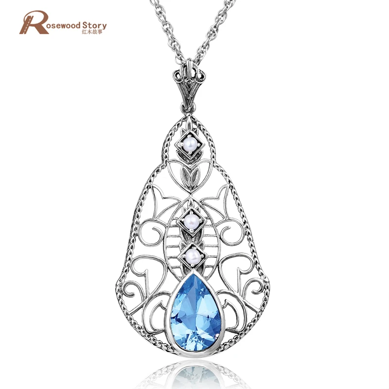 Wholesale Natural Pearl Pendant Necklace Sky Blue Stone Solid 925 Silver Crystal Necklace Wedding Jewelry For Women No Chain
Wholesale Natural Pearl Pendant Necklace Sky Blue Stone Solid 925 Silver Crystal Necklace Wedding Jewelry For Women No Chain