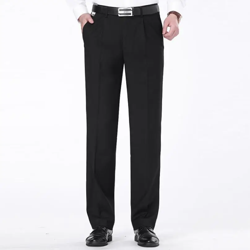 Fashion Men's Dress Pants Solid Business Casual Slim Fit Pantalon High quality soft Classic Black Suit Trousers Wedding |