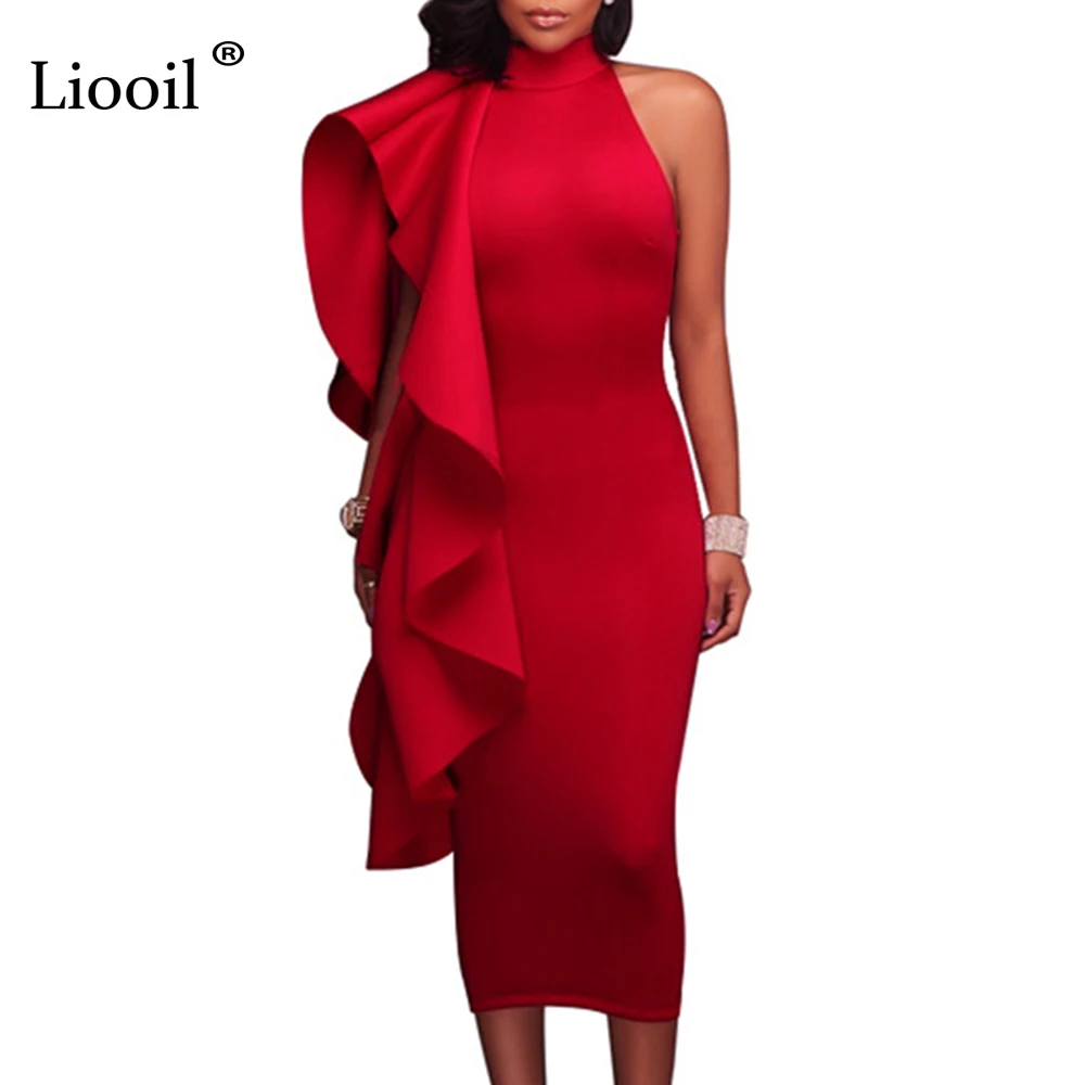 Liooil Elegant Ruffles Party Dress Spring Summer Sleeveless Turtleneck Bodycon Midi Dress Sexy Black Blue Red Long Women Dresses
Liooil Elegant Ruffles Party Dress Spring Summer Sleeveless Turtleneck Bodycon Midi Dress Sexy Black Blue Red Long Women Dresses