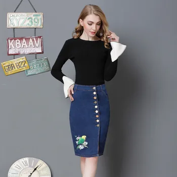 Sexy Women's Embroidered Denim Jeans Skirt Plus Size Button Front Split Bodycon Pencil High Waist Midi
Sexy Women's Embroidered Denim Jeans Skirt Plus Size Button Front Split Bodycon Pencil High Waist Midi