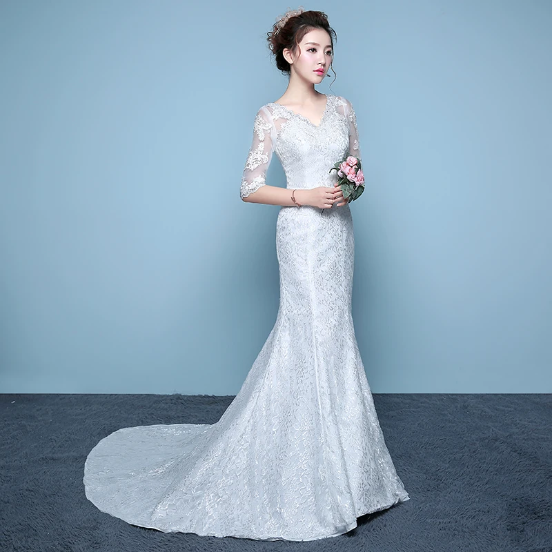 Fishtail Wedding Dress Bride Lace Up Wedding Dresses Embroidery New Slimming Word Shoulder Dress Simple
Fishtail Wedding Dress Bride Lace Up Wedding Dresses Embroidery New Slimming Word Shoulder Dress Simple